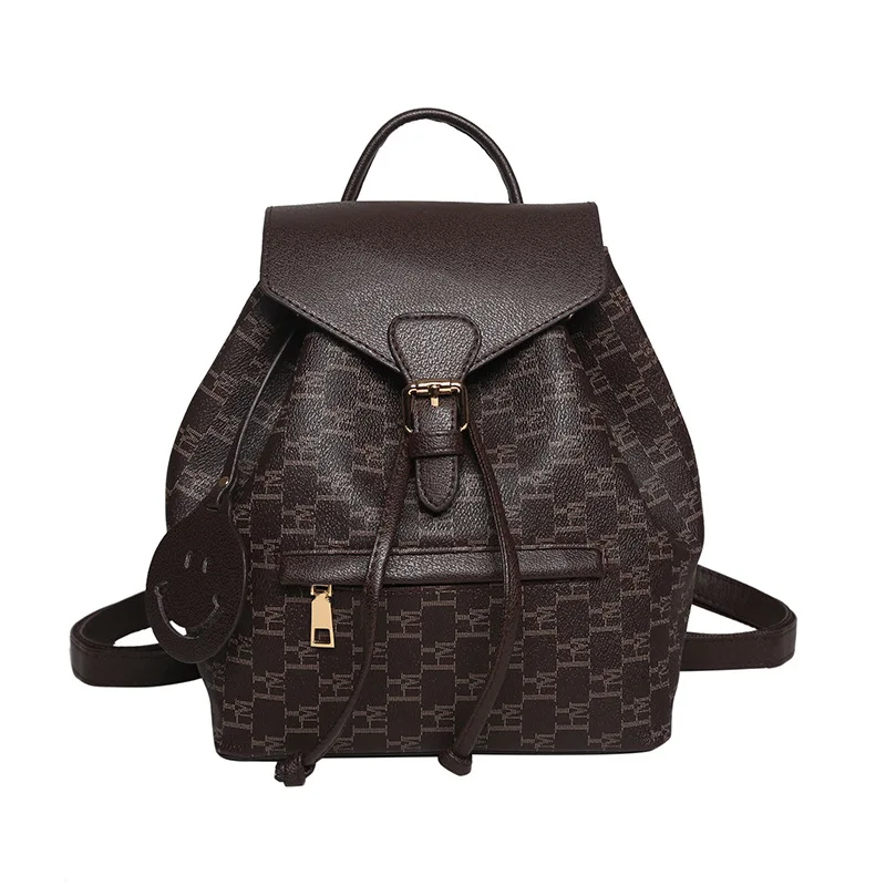 Multifunctional backpack 2023 new everything fashion color bump schoolbag travel draw rope backpack for women