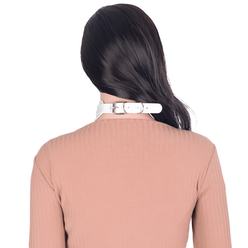 Women Leather Collar Lingerie Collar Gothic Pentagram Adjust Performance Halloween Carnival Rave Party Night Costume Accessory