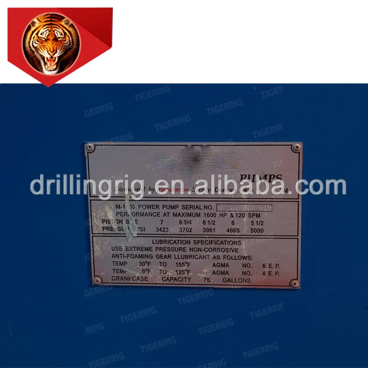 Tigerrig 1000kw Ac Drilling Motor Drive F1300 Mud Pump Package With V-Belt+Pulley