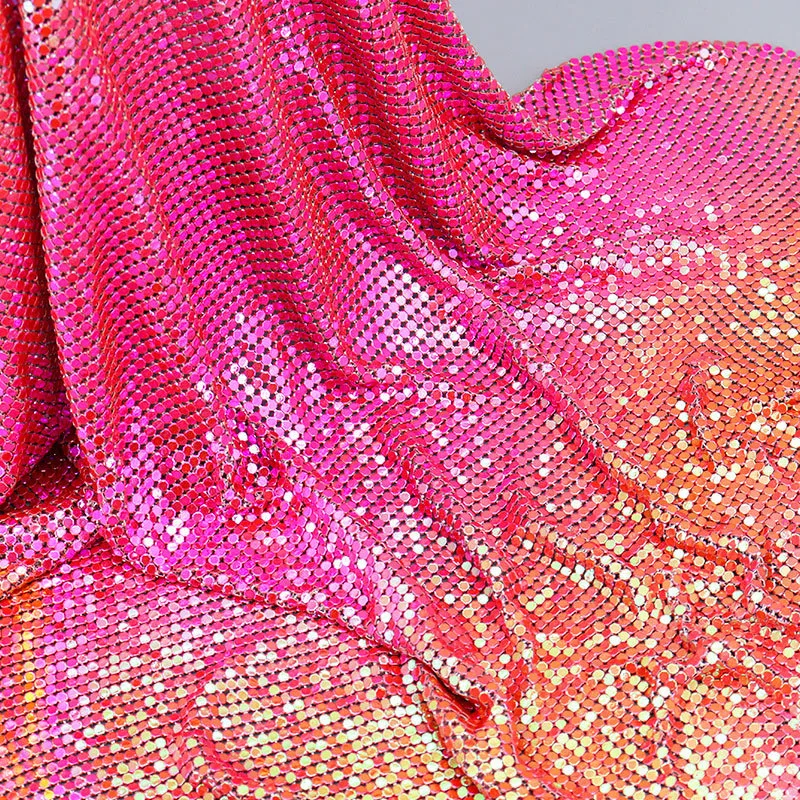 Haute Couture блестящая металлическая сетчатая Блестящая Алюминиевая ткань на заказ
