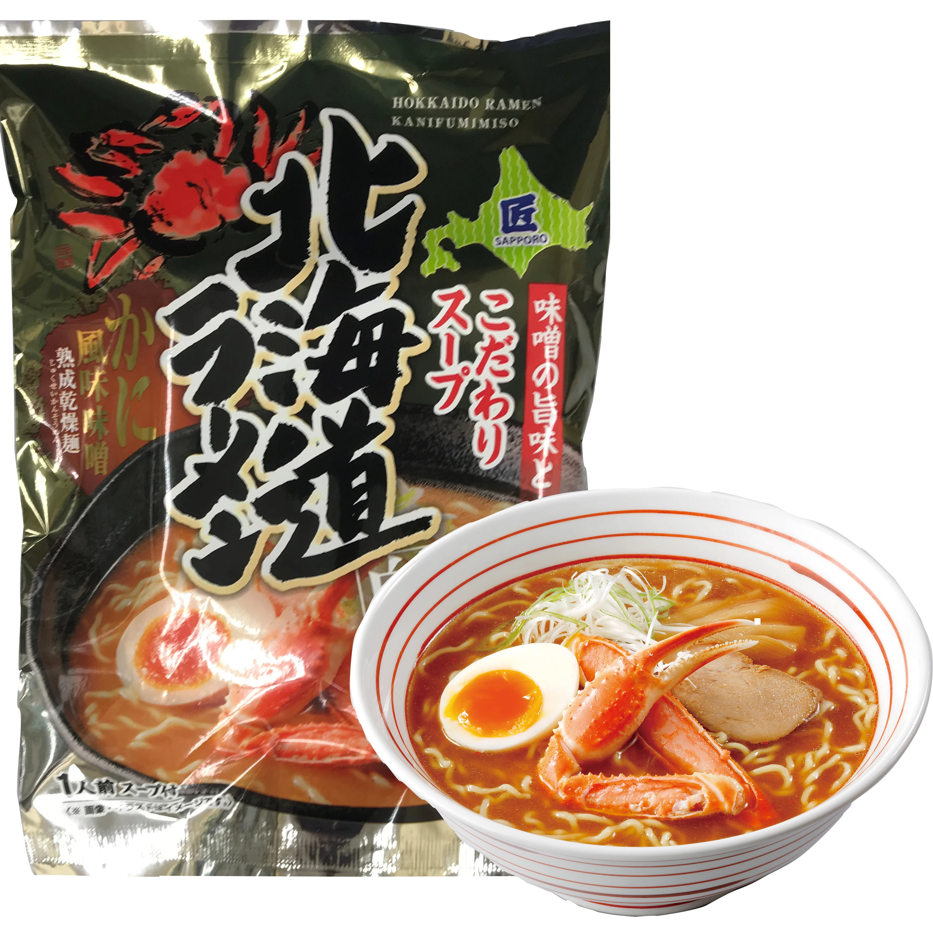 Japanese unique wheat flavor and firmness crab flavor miso animal free ramen instant noodles