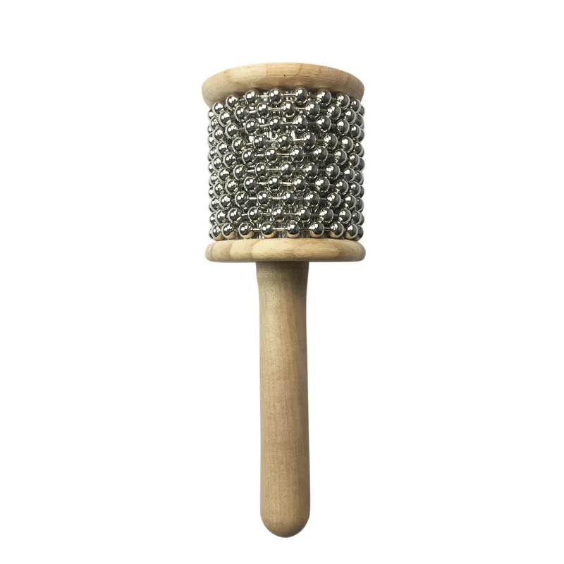 Wooden Cabasa Pop Hand Shaker Percussion Instrument with Metal Beads Small Size