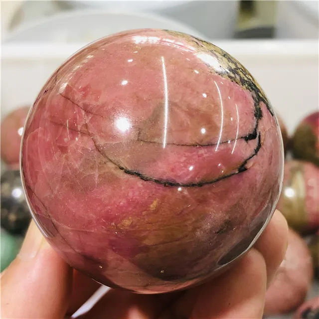 high quality natural crystal Peach blossom stone sphere polished healing rhodonite crystal quartz ball for sale