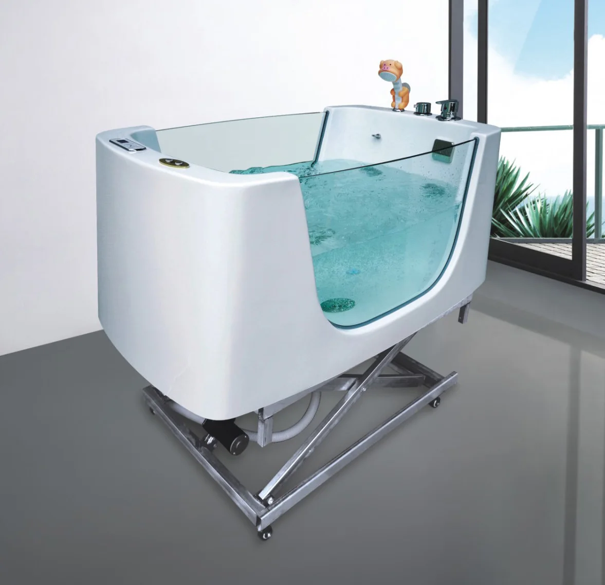 Modern Acrylic Freestanding Bathtub with Massage Function Deep Soak Small Bathroom Soaking Acrylic Bath Tub