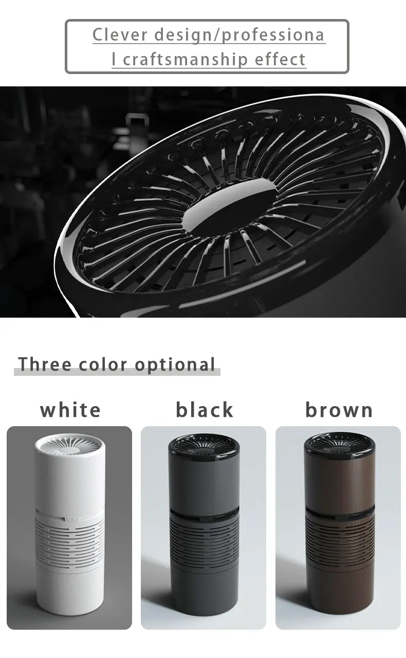 Household OEM portable desktop PM2.5 air cleaner with usb cable charging  mini car air purifier with true hepa filter