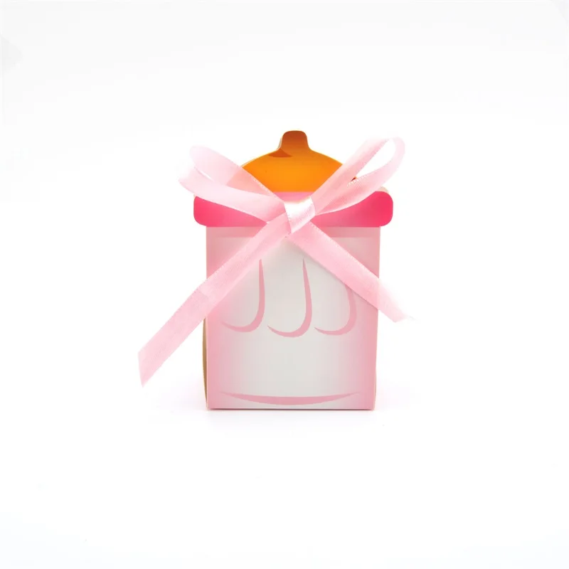 Wholesale Creative Baby Favors Box Feeding Bottle Shaped Paper Gift Candy Box for Baby Shower