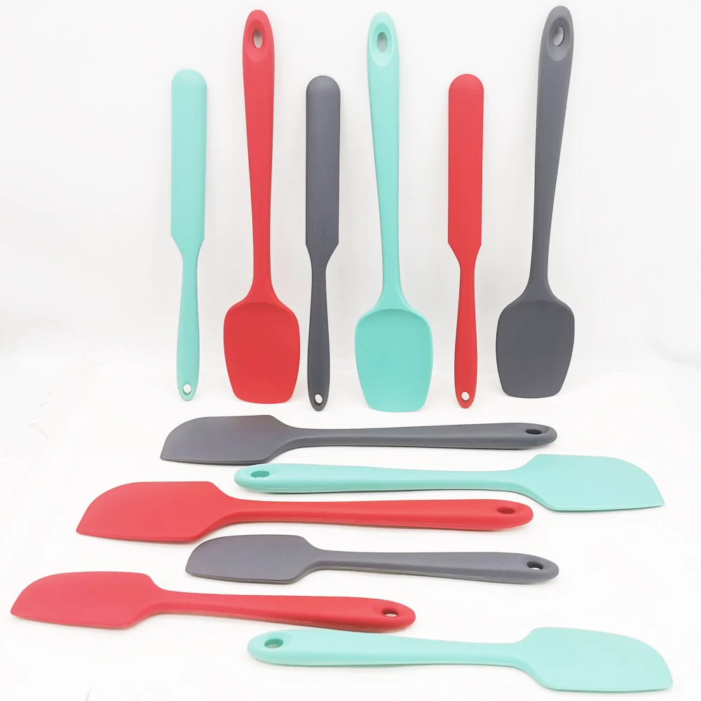 Hot Selling Heat Resistant Silicone Spatula Set Rubber Silicone Kitchen Cooking Mixing Baking Scraper for Nonstick Cookware