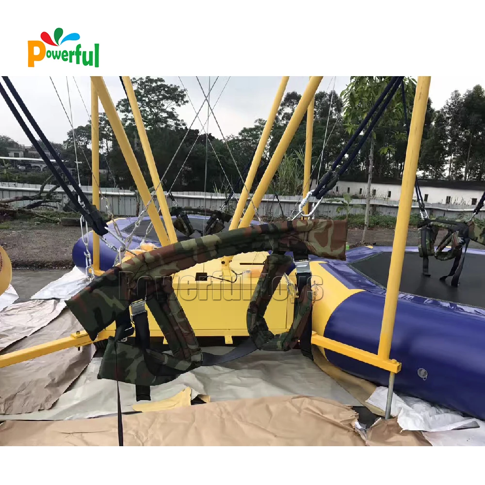Inflatable bungee jumping trampoline amusement park equipment for sale