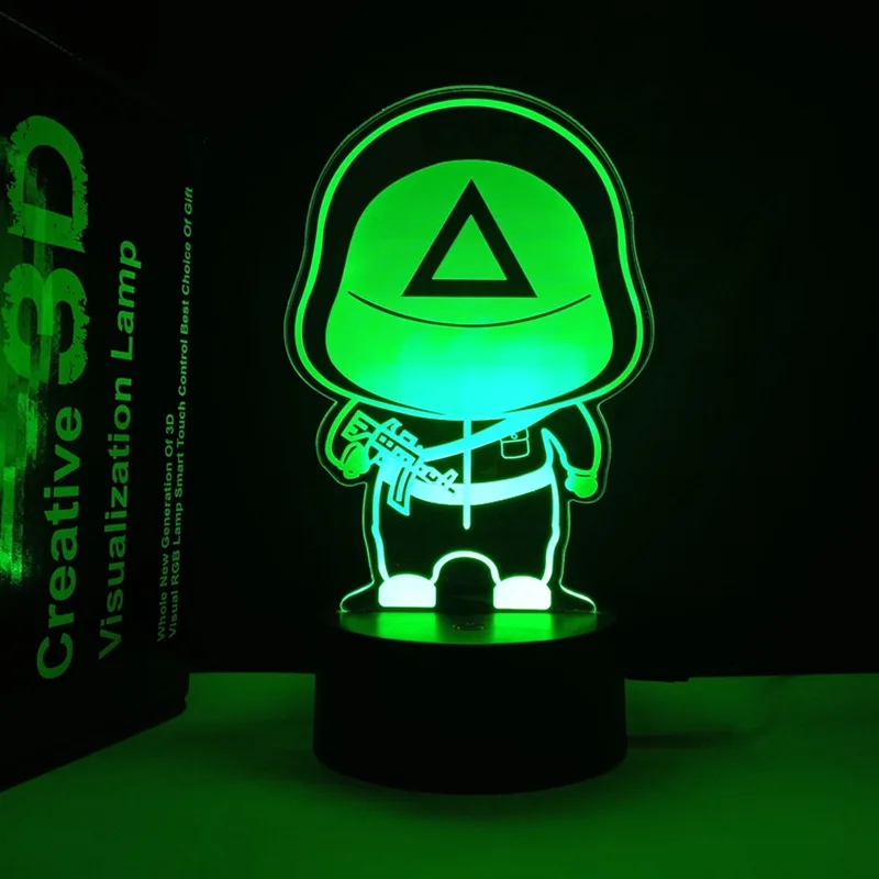 2021 Hot Korean Thriller TV Series Horror 3D night light squid game illusion lamp Squid Game for