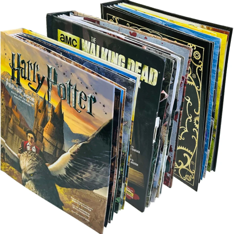 Personalized art full thick story 3d hardcover book elastic fabric decorative stamping pop-up book for kids