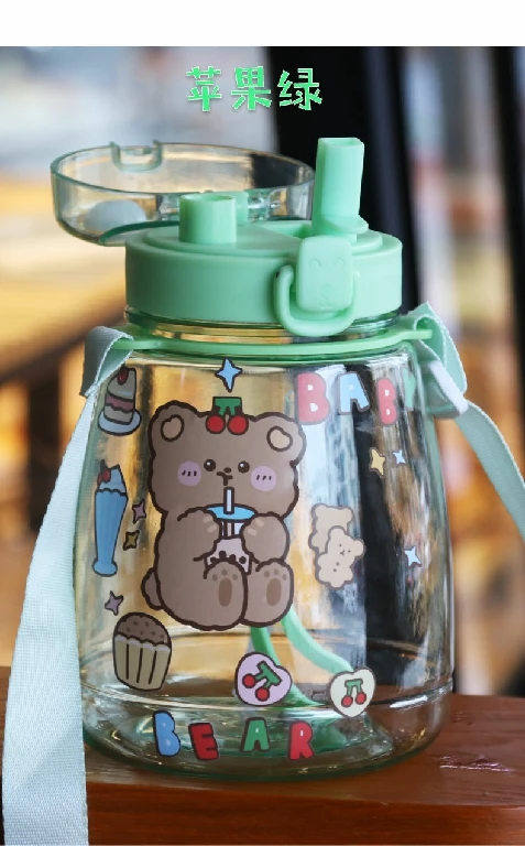 Amazon Бестселлер двойной питьевой горлышко пластиковая бутылка переработка большой емкости мультяшная для воды портативный diy стакан