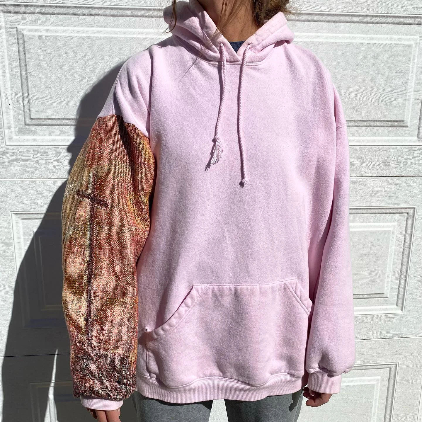 Streetwear Unisex Jacquard Woven Tapestry Sleeve Print Hoodies Mens Tapestry Hoodie