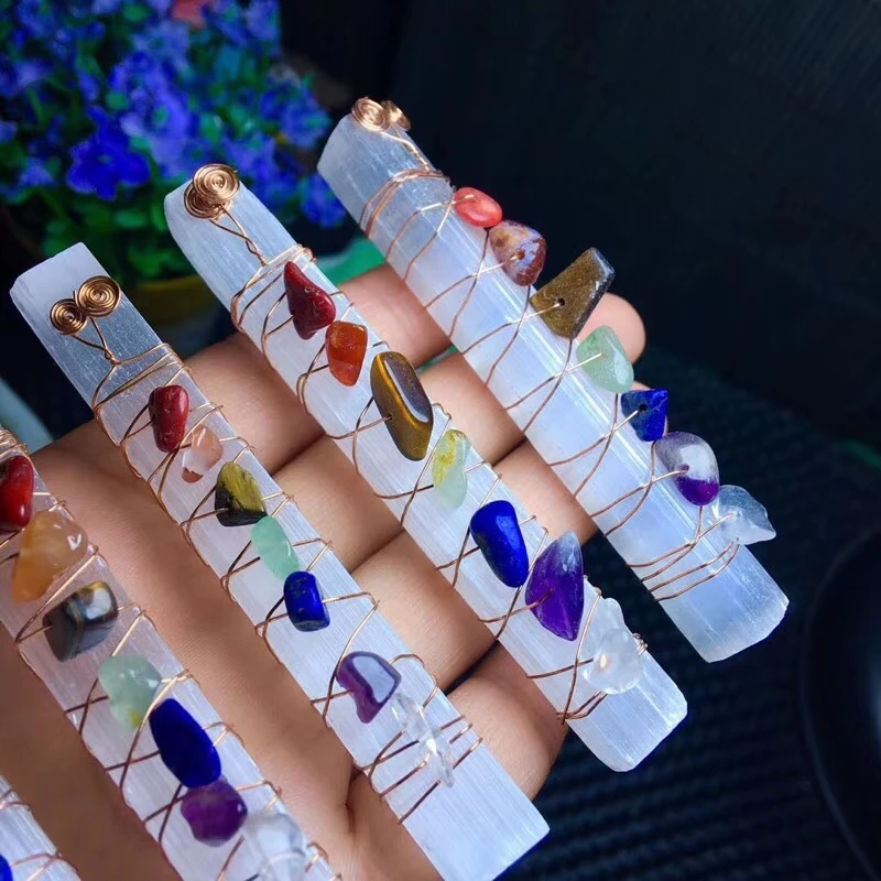 100%Natural Rock Crystal Selenite Chakrs Stones Selenite Quartz for Decoration