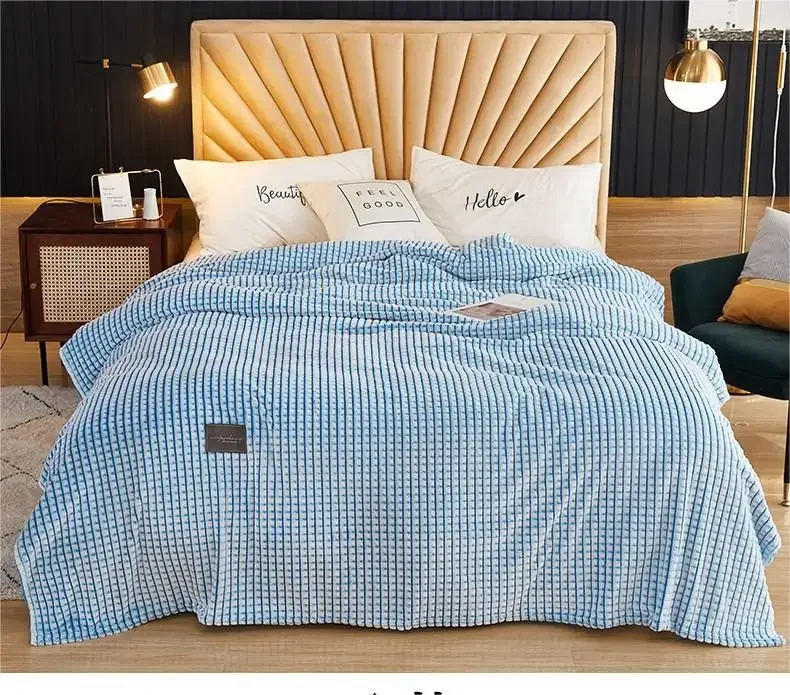 Stripes Small Square Flannel Fleece Blanket Solid Baby Blanket Super Soft Luxury Plaid Blankets