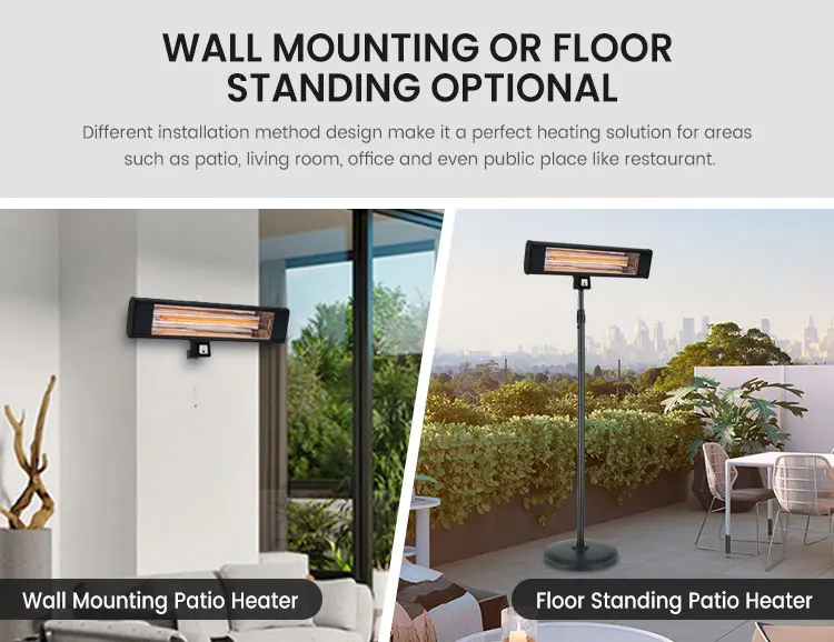 IP44 1800W 220V Portable Room Electrical Mounted Heater Carbon Fiber Electric Heater