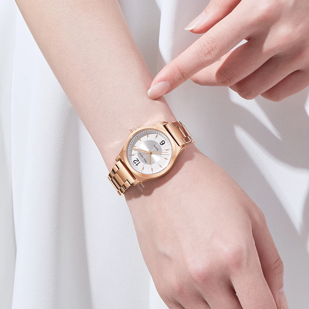 MINI FOCUS 0308L Women Simple  Watches Luxury  Rose Gold Stainless Steel Quartz Watch Woman Ladies Fashion Waterproof Wristwatch