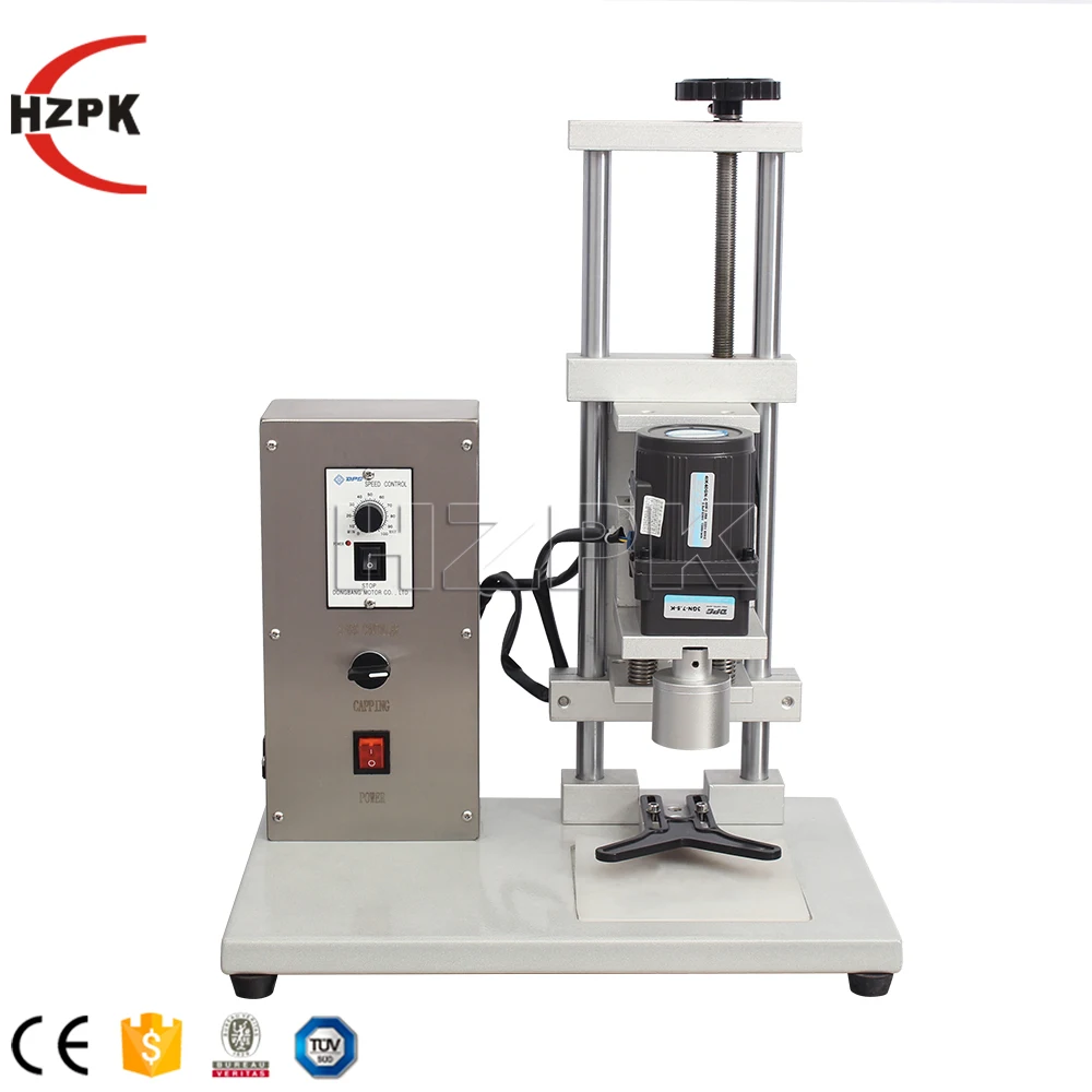 HZPK DHZ-450A Настольный Электрический Твист со стеклянной металлической бутылки для воды маленький пластиковый винт крышка укупорочная машина полуавтоматическая