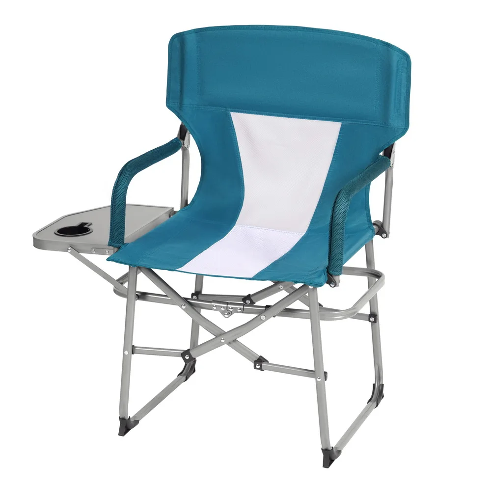 Lightweight Folding Directors Chairs Outdoor Aluminum Camping Chair with Side Table and Storage Pouch