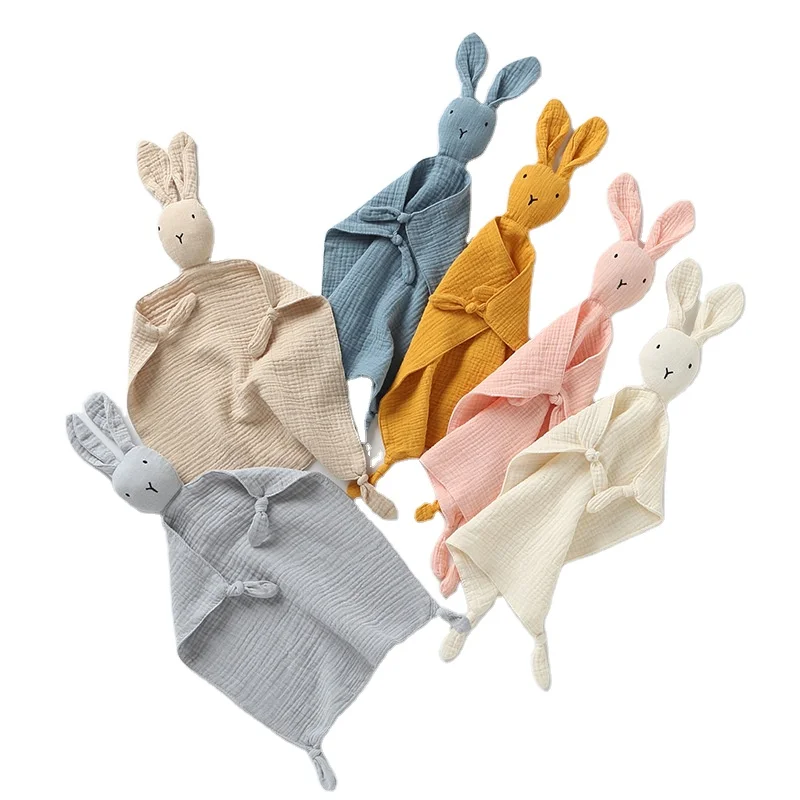 2022 New Cotton Gauze Bunny Lovey  Bear cotton Blanket For Newborn Baby 27x27cm Rabbit Comforter Toy Infant Security blanket