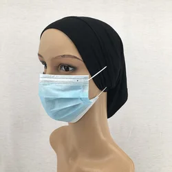 NEW Cotton Under Scarf With Ear Hole Stretch Jersey Inner Hijabs Round Front Under Hijab Caps Female Turban hijabs