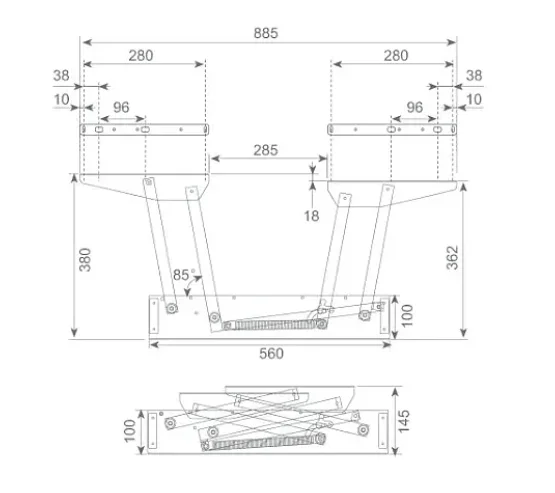 New Brand Multifunctional Lift-On Mechanism For Coffee Tables Customizable Hardware For Desk To Living Room Transformations