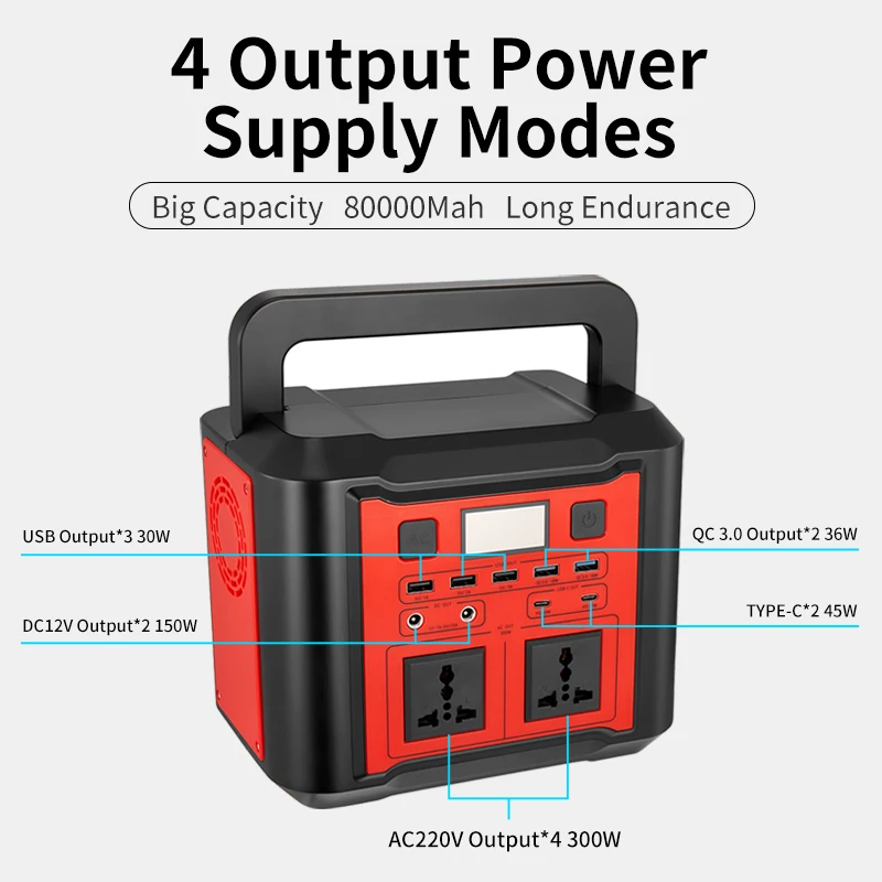 500W Portable Power Station 296Wh Solar Generator Backup Battery Pack with 110V AC Outlet Solar Power Bank Outdoor Generators