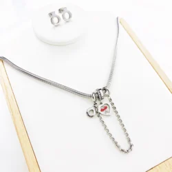 Cartoon Mouse Pendant Necklace Titanium Steel Chain Necklace Inlaid Crystal Fashion Trendy Women Jewelry Birthday Gift