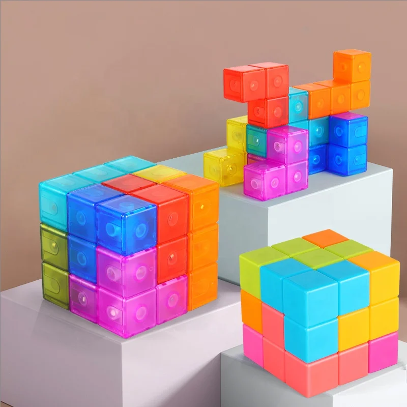 CPC Montessori DIY Colorful Educational Magnetic ABS Plastic Building Blocks Set Children Toy magnetic cubes toys
