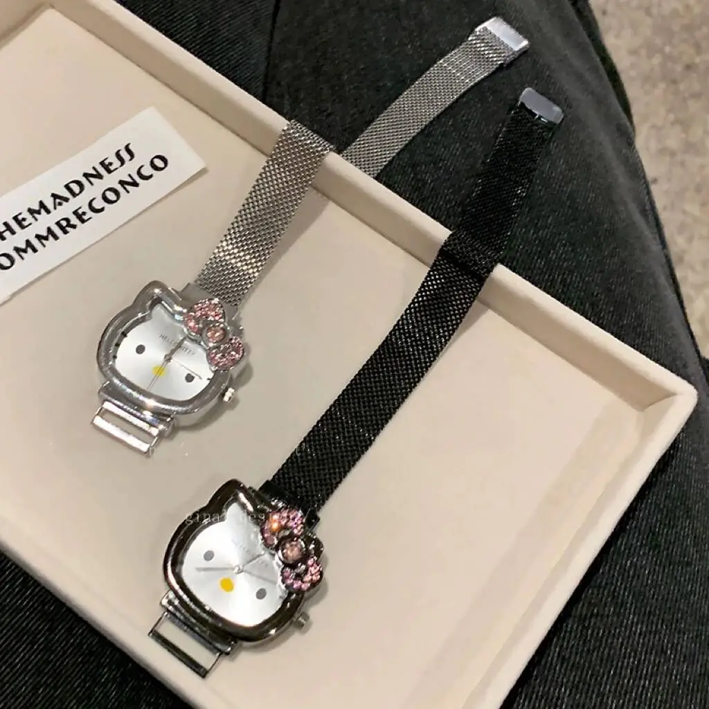 Fashion Cartoon Hello kitty Children Watch Quartz Bracelet Watches Magnet Buckle Strap Kid Wristwatch Girl Gift