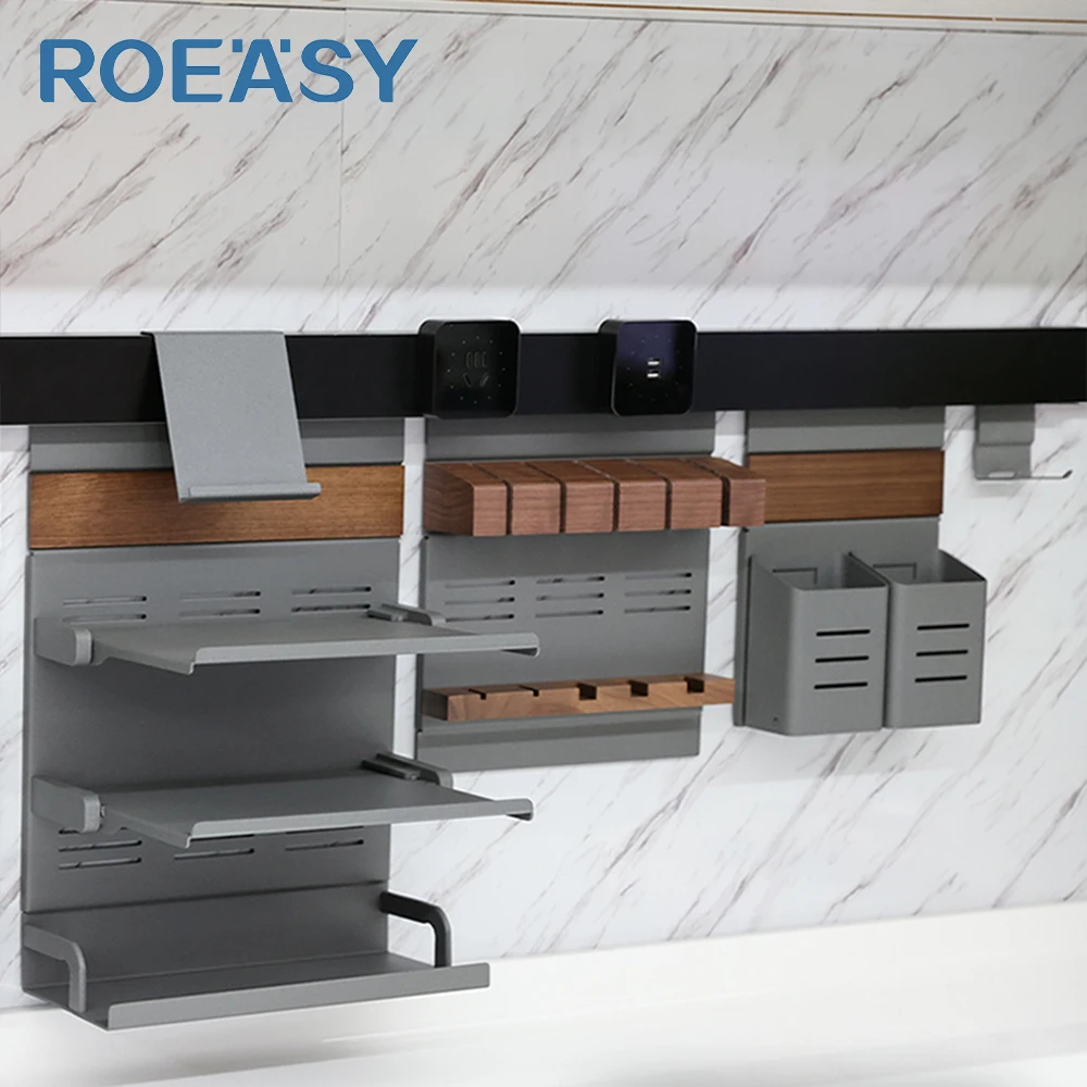 Roeasy Kitchen Detachable Knife Organizer Wall Mounted Aluminum Seasoning Rack Spice Rack