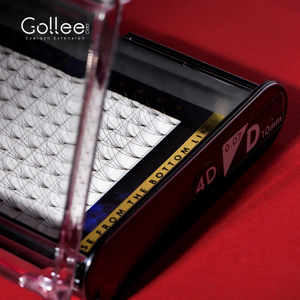 Gollee Brand Flat 3D Silk Lashes Private Label Eyelash Lightweight Less Glue Volume Flare Eyelash  Extension