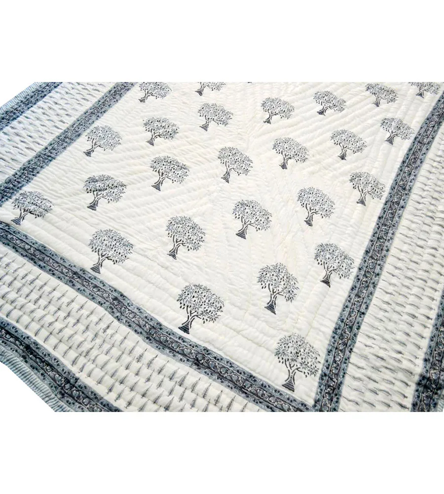 Buy Block Print Cotton Bedding Quilt For Sale Tree Printed  Of Queen Size Lightweight Bedspread Wholesaler India