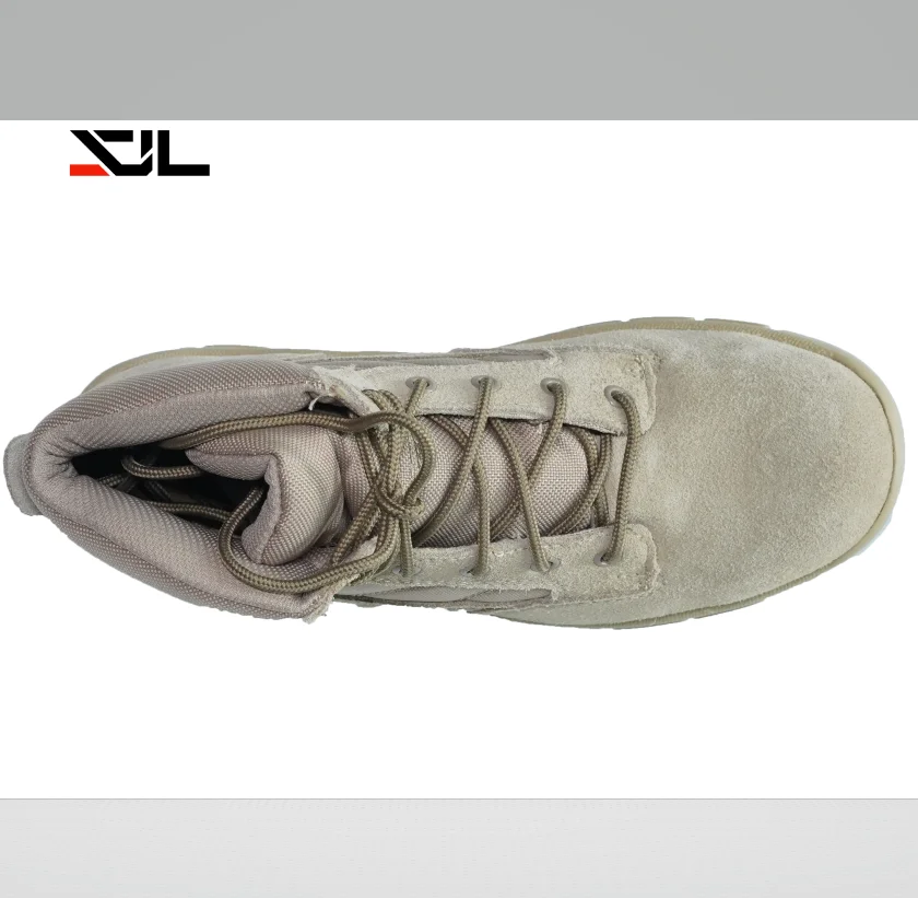
Non-slip khaki leather pu injection construction safety boots wholesale Military shoes 