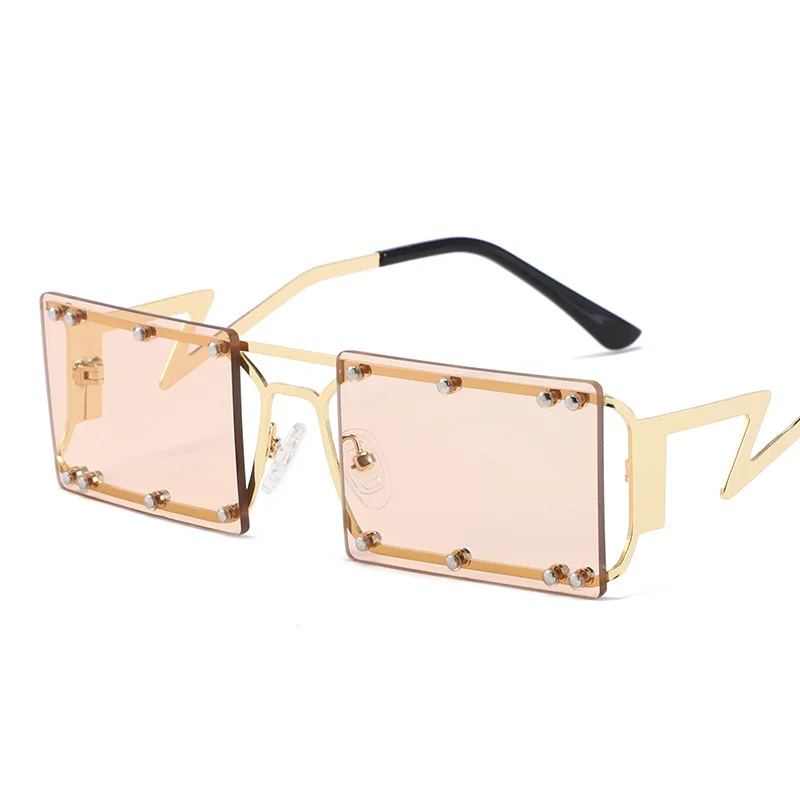 Small frame square metal rivet sun glasses fashion personality eyeglasses modern fashion sunglasses