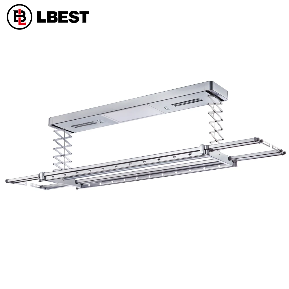 Electric hanging clothes drying rack ceiling mounted adjustable extendable aluminum clothes hanger