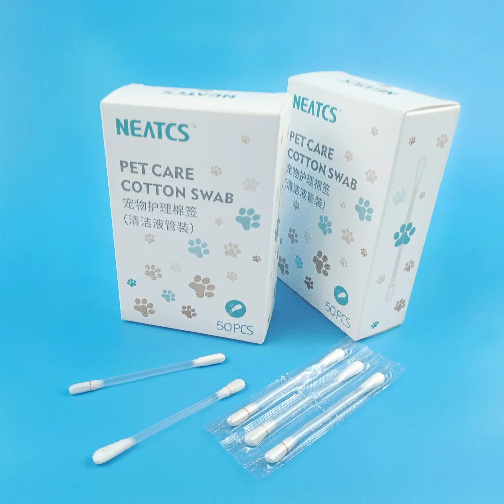 50PCS Pet Dog Cat Ear Cleaning Cotton Swab OEM  Liquid Filled Cotton Swabs