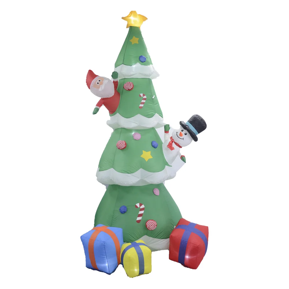 Outdoor Inflatable Christmas holiday Decorations 9FT/L (2.7M) Christmas Tree Snowman Hello Sign Christmas  with giftbox