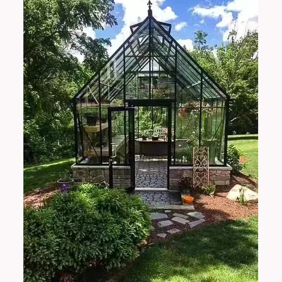 Wrought Iron Victorian Gazebo outdoor Steel Metal Garden Glass Pavilion Wedding Conservatory Greenhouse Commercial Glasshouse
