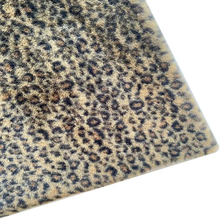 Super Soft Long Pile Faux Fur Leopard Soft Digital Printed Minky Polyester Plush Stretch Fabric