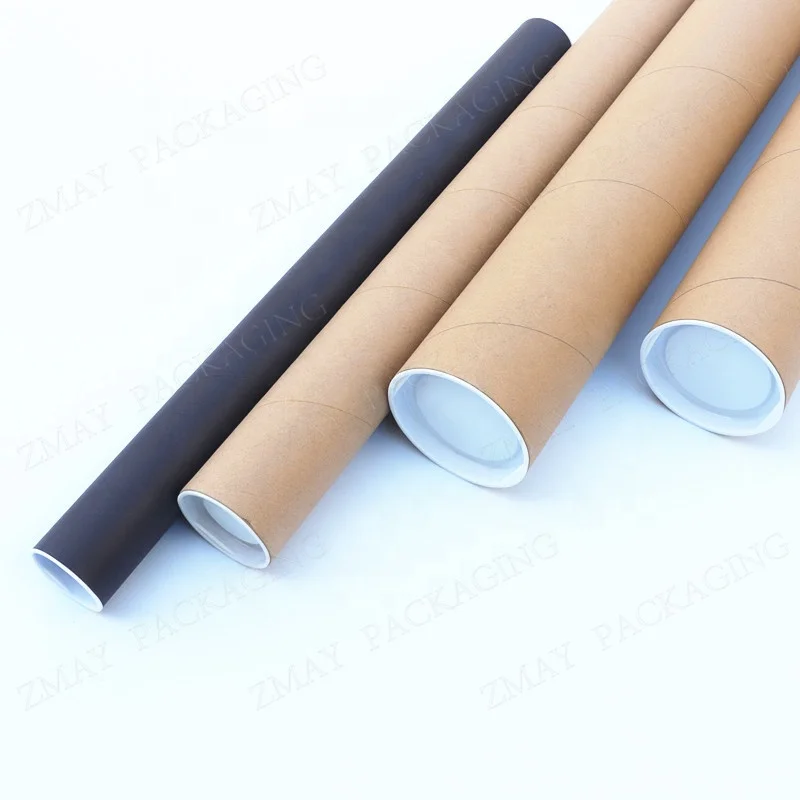 customized size eco friendly paper cylinder carton tube mailing tube with plastic end caps
