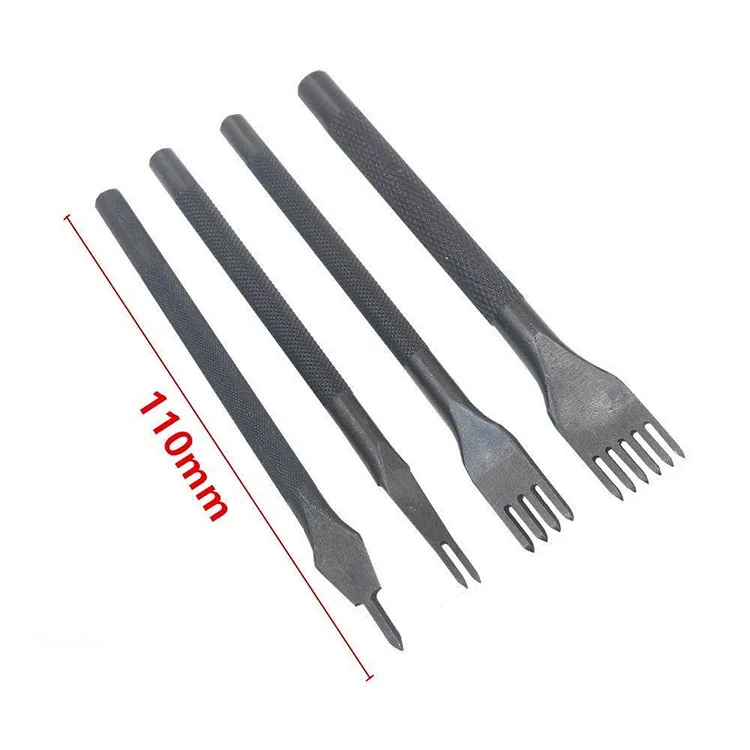 Black non-slip oblique flat cut handmade prong punch hole tools for drilling leather