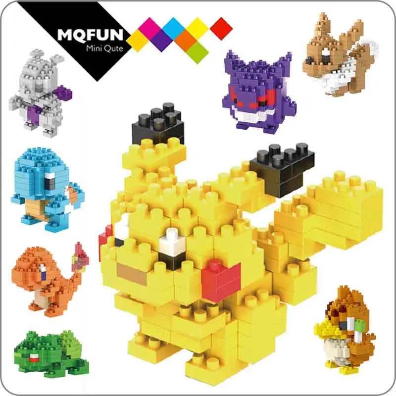 LNO Kawaii Anime Cartoon Pikachu Diamond Block Plastic Cube Action figures Building Blocks Brick Educational Toys Game DIY model