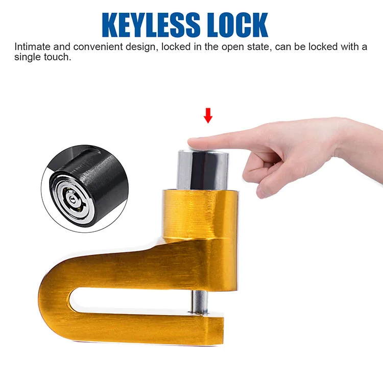 New Waterproof Five-color Motorcycle Zinc Alloy Lock Disk Brake Lock With 2 Keys