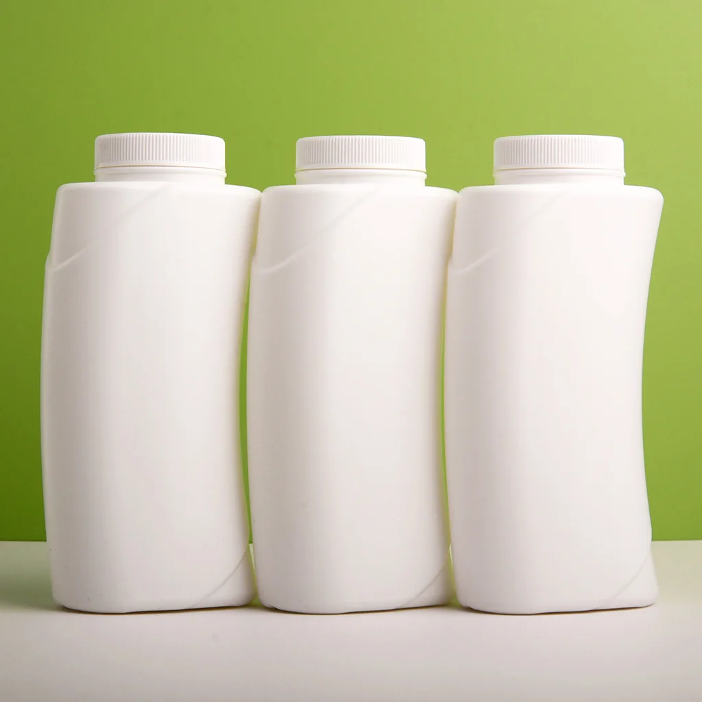 200g HDPE Oval shape white talc powder bottle