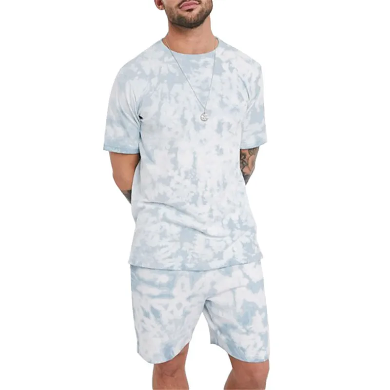 Latest design summer clothes short tracksuits men running short set jogging suit for men two piece tie dye short set