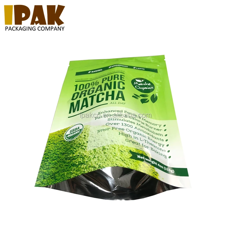 Customized Foil Mylar Smell Proof Reusable Ziplock Plastic Stand Up Pouch Cacao Powder Packaging Bag