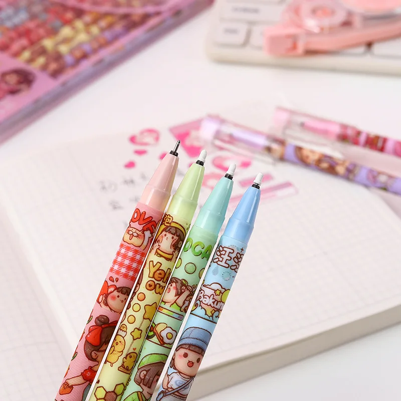 Creative cartoon cute straight stick neutral pen student high appearance level can erase office gift pen signature pen