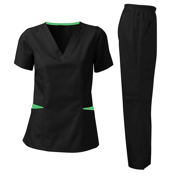 Wholesale Hospital Uniforms Medical Nursing Scrubs Uniform Short Sleeve Elasticity Uniforms Women Nurse Scrubs Sets Woven