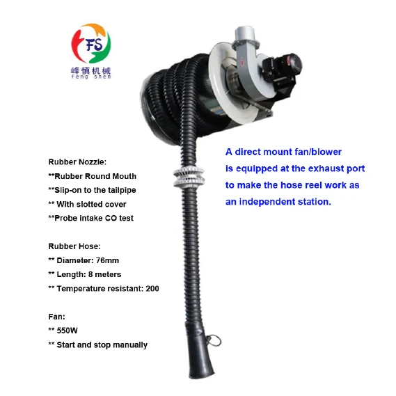 Economy Manual Spring and Direct Mounted Fan Vehicle Exhaust Extraction Hose Reel for Workshop