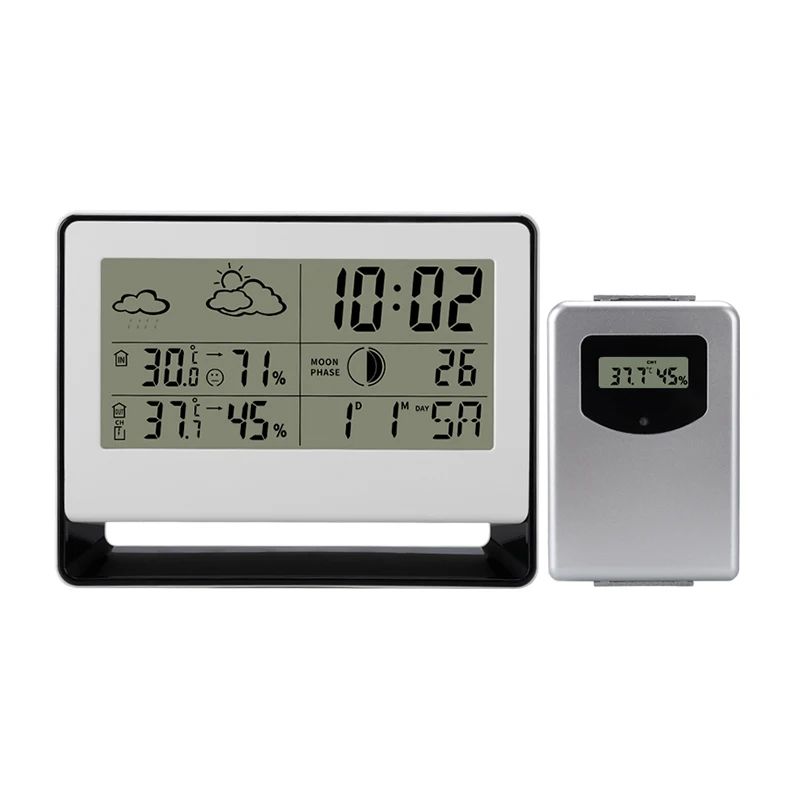 Household wireless weather station clock indoor and outdoor thermometer hygrometer digital calendar alarm clock